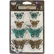 Prima Marketing Mechanicals Metal Embellishments- 8pc Scrapyard Butterflies