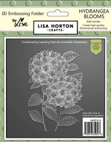 Lisa Horton Crafts- 3D Embossing Folder & 1 outline Die by Lisa- 6"x6"- Hydrangea Blooms