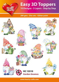Hearty Crafts- Easy 3D Toppers Garden Gnomes- 10 designs