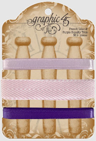 Graphic 45 Staples- May Arts Ribbon- French Lilac & Purple Royalty Trim