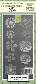 Lisa Horton Crafts- 3D Embossing Folder With Cutting Die by Lisa- Slimline Collection- Flower Blooms