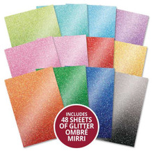 Hunkydory Crafts A4 Mirri Card- Glitter Ombre Mirri Megamix 48 sheets