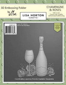 Lisa Horton Crafts- 3D Embossing Folder & 1 outline Die by Lisa- 6x6- Champagne & Roses