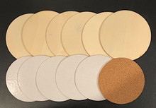 Live Stream Coaster Class Kit -- 6 Wood Rounds with 6 Self Adhesive Cork Rounds