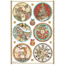 Stamperia A4 Decoupage Rice Paper - Christmas Greetings- Rounds