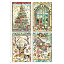 Stamperia A4 Decoupage Rice Paper - Christmas Greetings- Four Cards