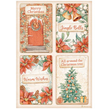 Stamperia A4 Decoupage Rice Paper - All Around Xmas - 4 cards