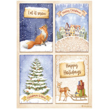Stamperia A4 Decoupage Rice Paper - Winter Valley - 4 cards Fox