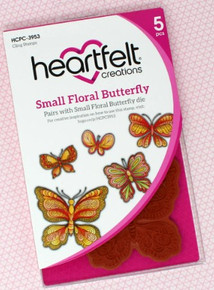 Heartfelt Creations Cling Rubber Stamp Set - Small Floral Butterfly