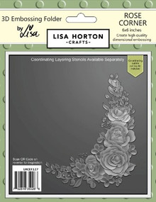 Lisa Horton Crafts- 3D Embossing Folder & 1 outline Die by Lisa- 6"x6"- Rose Corner