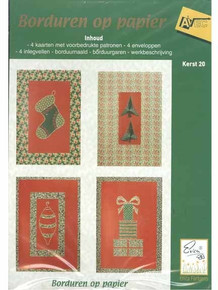 Erica Embroidery on Paper Kit - Stocking Christmas Trees Ornament Presents Cards Making