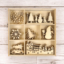 Hunkydory Embellishments Laser Cut Wooden Shapes 35/Pkg- Snowy Town