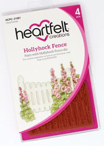 Heartfelt Creations Cling Rubber Stamp- Hollyhock Fence