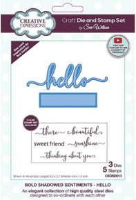 Creative Expressions Craft Dies and Stamp Set by Sue Wilson- Bold Shadowed Sentiments- Hello