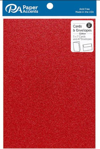 PA Paper Accents C&E 5x7 12pc Glitter Red