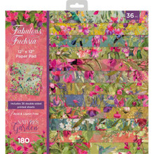 Crafter's Companion - Nature's Garden- 12"X12" Paper Pad- Fabulous Fuchsia Paper Pad- 36 Double-Sided Papers- 180 gsm