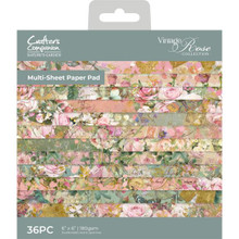 Crafter's Companion - Nature's Garden- 6"X6" Paper Pad- Vintage Rose Paper Pad- 36 Double-Sided Papers- 180 gsm