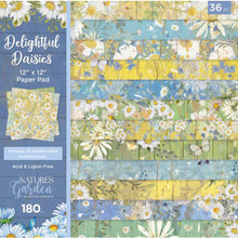 Crafter's Companion - Nature's Garden- 12"X12" Paper Pad- Delightful Dasies Paper Pad- 36 Double-Sided Papers- 180 gsm