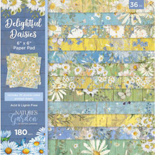 Crafter's Companion - Nature's Garden- 6"X6" Paper Pad- Delightful Dasies Paper Pad- 36 Double-Sided Papers- 180 gsm