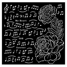 Stamperia Stencil 18X18CM- Precious Music and Peony