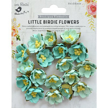 Little Birdie Crafts- Handmade Flowers- Butter Cup- Artic Ice- 18pc
