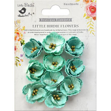 Little Birdie Crafts- Handmade Flowers- Embossed Daisies- Artic Ice 10pc