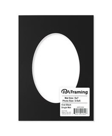 Paper Accents Framing Single Mat- Black Oval 5x7
