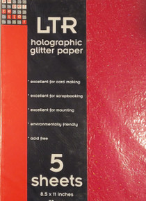 PaperCellar LTR Holographic glitter red 250 GSM, 5 Sheets 8.5x11
