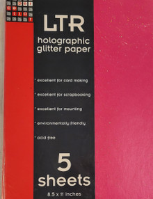 PaperCellar LTR Holographic glitter pink 90 GSM, 5 Sheets 8.5x11