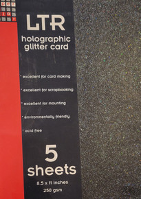 PaperCellar LTR Holographic glitter Black 90 GSM, 5 Sheets 8.5x11