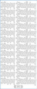 Starform N390 Silver Happy Birthday Outline Peel Sticker