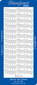 Starform Happy Birthday N394 Silver Outline Stickers