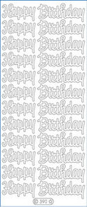 Starform N390 Holographic Red Gold Happy Birthday Outline Peel Sticker