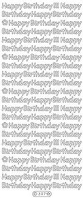 Starform N397 Silver Happy Birthday! Outline Peel Sticker