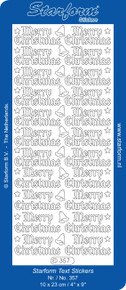 Starform Merry Christmas N357 Trans Glitter Silver Greeting Outline Peel Sticker