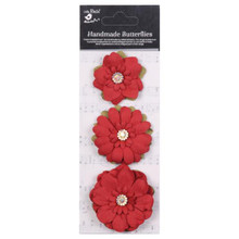 Little Birdie Crafts- Handmade Flowers- Jeremy- Cardinal Red- 3pc