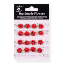Little Birdie Crafts- Handmade Flowers- Beeded Micro Roses- Cardinal Red- 16pc