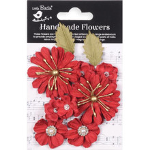 Little Birdie Crafts- Handmade Flowers- Liora- Cardinal Red- 10pc