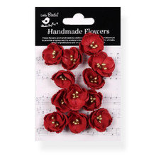 Little Birdie Crafts- Handmade Flowers- Embossed Daisies- Cardinal Red- 12pc
