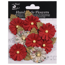 Little Birdie Crafts- Handmade Flowers- Valerie - Cardinal Red- 8pc