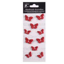 Little Birdie Crafts- Handmade Flowers- Pearl Butterflies- Cardinal Red- 11pc