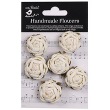 Little Birdie Crafts- Handmade Flowers- English Roses- Ivory Pearl- 6pc