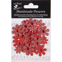 Little Birdie Crafts- Handmade Flowers- Sparkle Florettes- Cardinal Red- 30pc