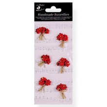 Little Birdie Crafts- Handmade Flowers- Bouquet- Cardinal Red- 6pc