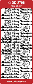 Doodey DD2706 Gold Christmas Text Stickers Peel Outline
