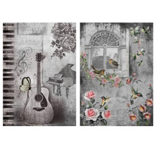 Little Birdie Crafts- A4 Filament Decoupage Papers- Music Room- 2 sheets