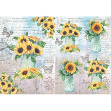 Little Birdie Crafts- A4 Filament Decoupage Papers- Vintage Sunflower- 2 sheets