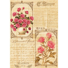 Little Birdie Crafts- A4 Decoupage Papers- Vintage Rosa- 4 sheets