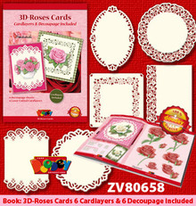 3-D Roses Cards Kit Includes Cardlayers and Decoupage for 6 Cards