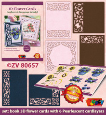 3-D Flower Cards Kit Includes Pearlescent Cardlayers and Decoupage (scissor cut) for 6 Cards